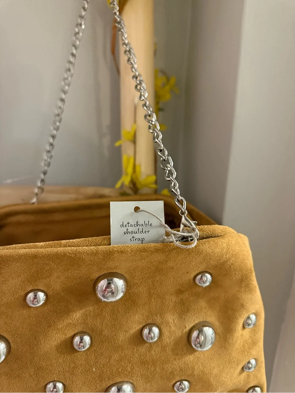 A New Day Studded Clutch Tan Bag